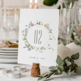 Cute Rustic Gult Meadow Blommigt Utandning Bröllop Bordsnummer
