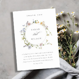 Cute Rustic Gult Meadow Blommigt Utandning Bröllop Tack Kort