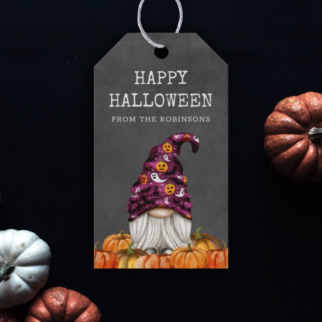 Cute Rustic Halloween Gnome Gift Märkre Presentetikett (Skapare uppladdad)