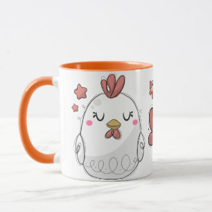 Cute Rustic Hand plockade Chickens-kaffe Mugg