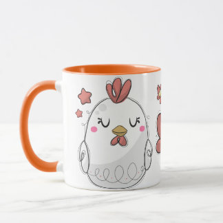 Cute Rustic Hand plockade Chickens-kaffe Mugg