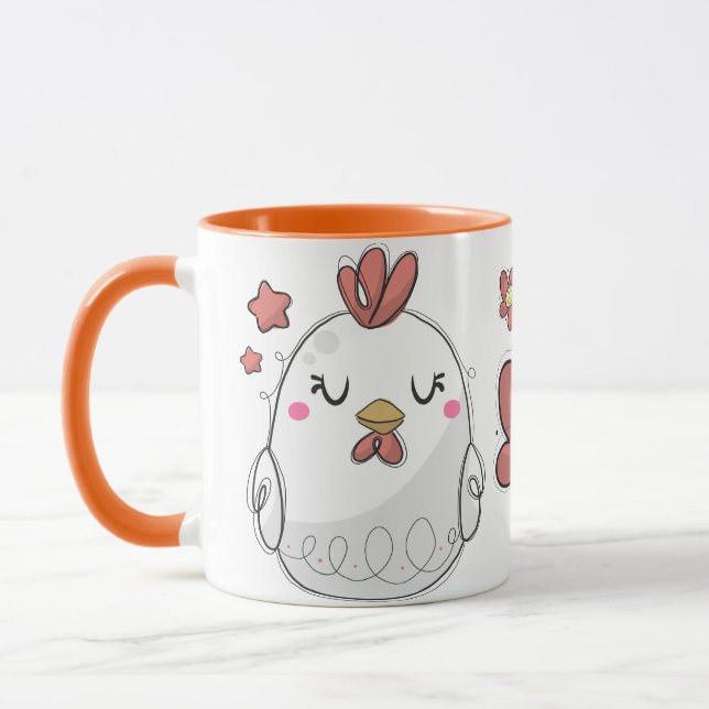 Cute Rustic Hand plockade Chickens-kaffe Mugg (Vänster)