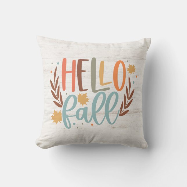 Cute Rustic Hej Fall Kudde (Framsida)