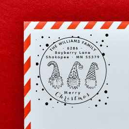 Cute Rustic/Jul Gnomes/ Snö/ Returadress Självfärgande Stämpel