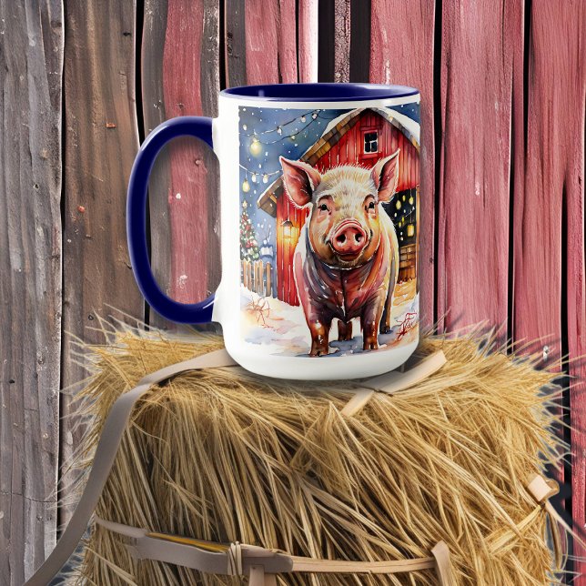 Cute Rustic jul Gris och Barn Mugg (Skapare uppladdad)