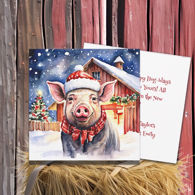 Cute Rustic jul Gris och Barn Pesronalized Kort (Skapare uppladdad)