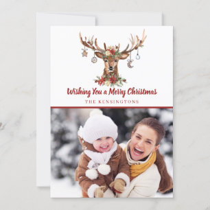 Cute Rustic Jul Hjort Ornaments Helgdag Photo Julkort