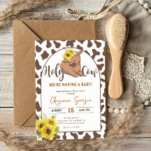 Cute Rustic Land Cow Farm Animal Baby Shower