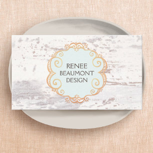 Cute Rustic Land White Wood Visitkort