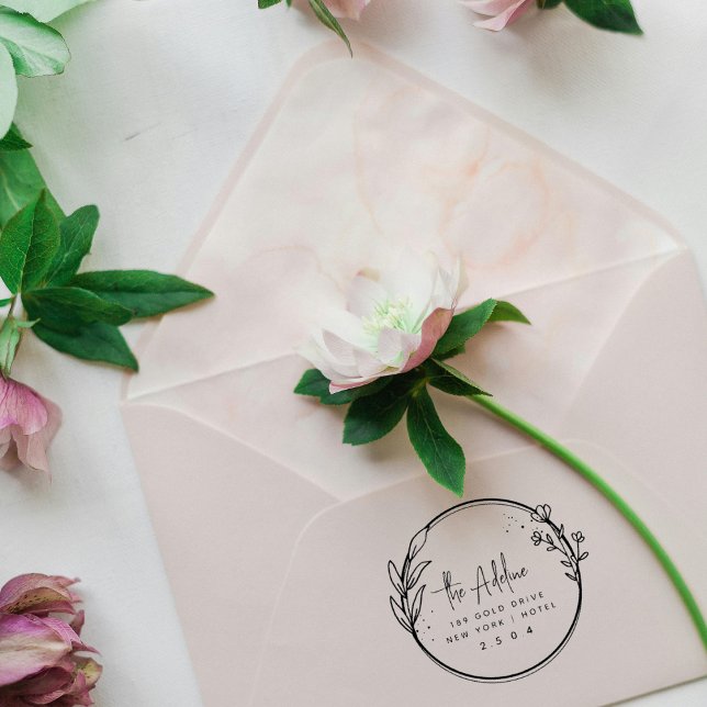 Cute Rustic Laurel Foliage Circular Returadress Stämpel (Skapare uppladdad)