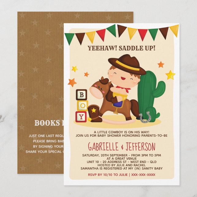 Cute Rustic Little Cowboy Baby Shower Theme Inbjudningar (Fram/baksida)