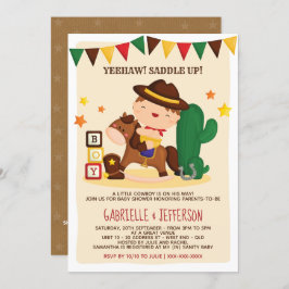 Cute Rustic Little Cowboy Baby Shower Theme Inbjudningar
