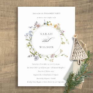 Cute Rustic Meadow Blommigt Utandning Förlovning I Tack Kort