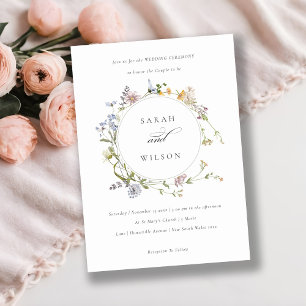 Cute Rustic Meadow Blommigt Wandebröllop bjudande Tack Kort