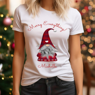 Cute Rustic Merry Allting jul Gnome Elf T Shirt