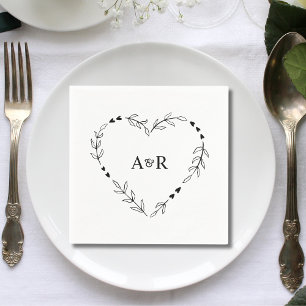 Cute Rustic Minimum Greenery Bröllop Papper Pappersservett