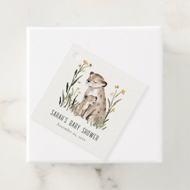 Cute Rustic Mum and Baby Tiger Foliage Baby Shower Gåvor Etiketter (På plats)