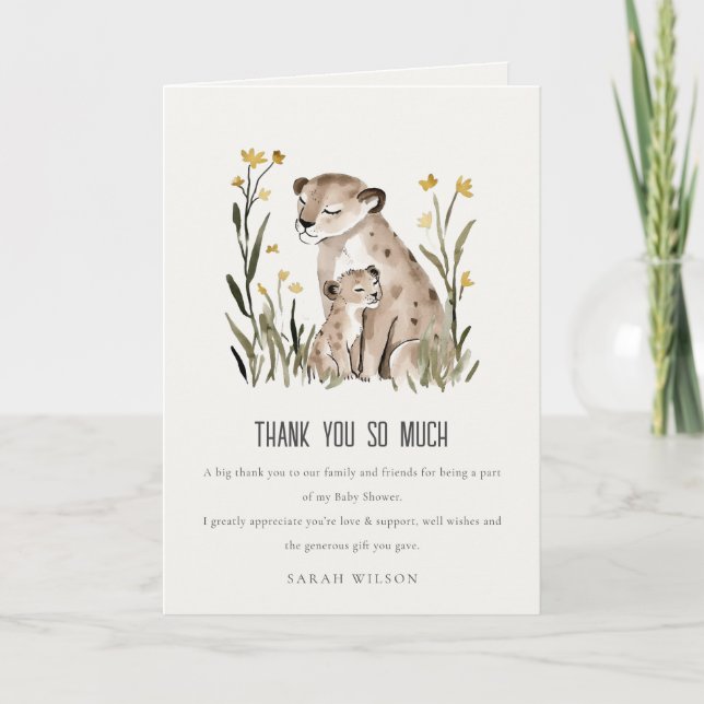 Cute Rustic Mum and Baby Tiger Foliage Baby Shower Tack Kort (Framsida)