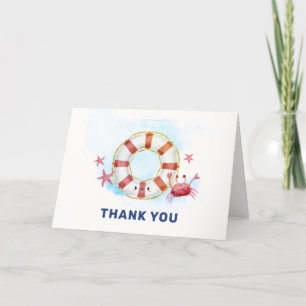 Cute Rustic Nautical Crab Starfish Baby Shower Tack Kort
