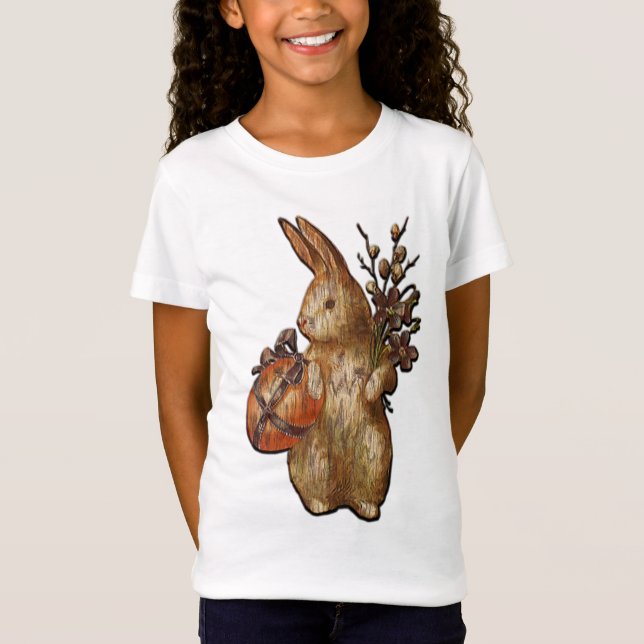 Cute Rustic Påskhare White Girls T Shirt (Framsida)