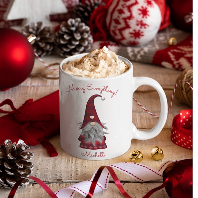Cute Rustic Personlig Jul Gnome Elf Kaffemugg (Skapare uppladdad)