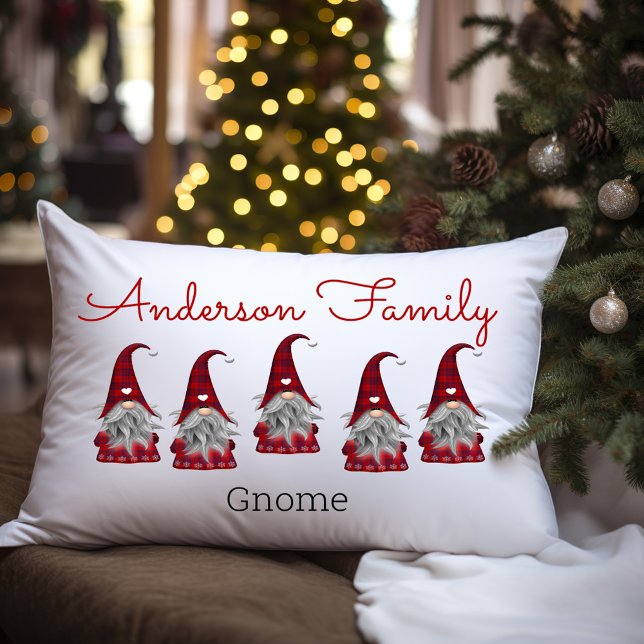 Cute Rustic Play Personlig jul Gnome Elf Lumbarkudde (Skapare uppladdad)