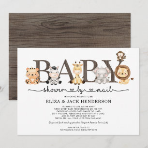 Cute Rustic Safari Animals Baby Shower efter post Inbjudningar