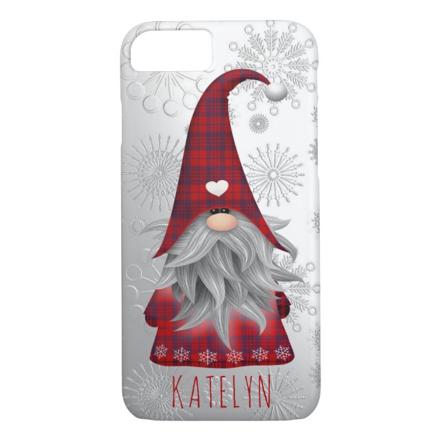 Cute Rustic Shiny Snowy God jul Gnome Case-Mate iPhone Skal (Baksida)
