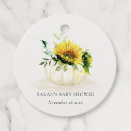 Cute Rustic Solros Pumpkin Blommigt Baby Shower Gåvor Etiketter