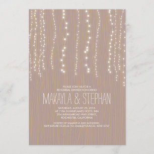 Cute Rustic String of Ljus Rehearsal Dinner Inbjudningar