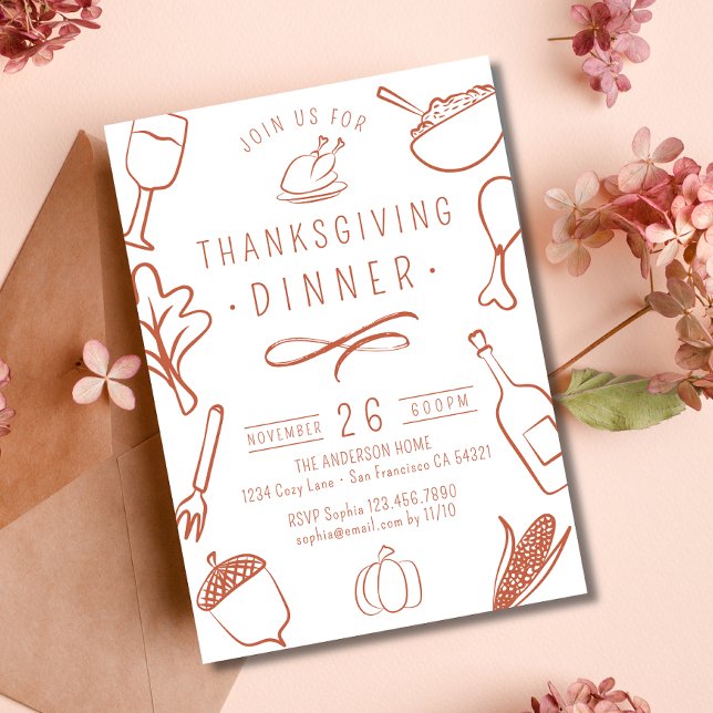 Cute Rustic Thanksgiving Dinner Pumpkin Löv Inbjudningar (Skapare uppladdad)