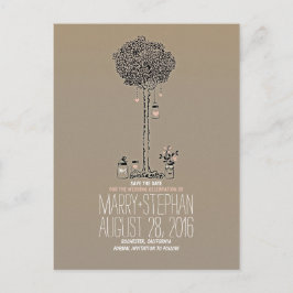 Cute Rustic träd & hearts Mason burk sparar datume Meddelande Vykort