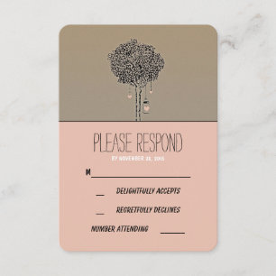 Cute Rustic träd och Mason burk bröllop OSA card Kort