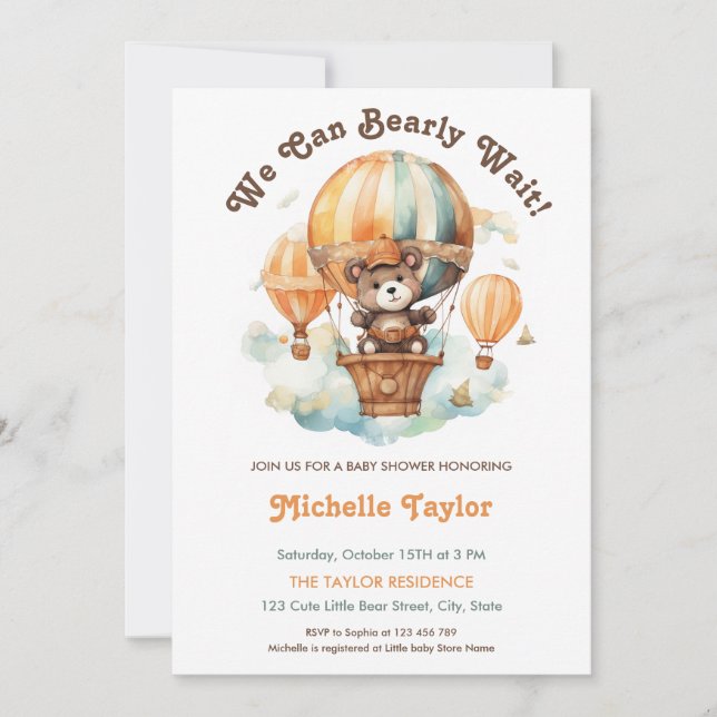 Cute Rustic. Vi kan vänta Pojke-ballonger. Inbjudningar (Framsida)