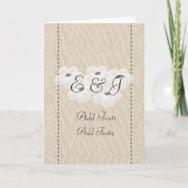Cute Rustic White Anemone Blommar Monogrammed kort