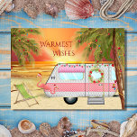 Cute RV Camper varmaste Önskemål Beach-julen Helgkort<br><div class="desc">Det här varmaste julhälsningskortet i Önskemål har en söt RV-kamera på stranden. Det är dekorerat med ljus, en utandning och två dekorationer från rosan Santa flamingo. Kammaren är omgiven av handflatan träd med festive helgdag och i bakgrunden sätter sig sol (eller stigning) över vatten. Inuti Hälsning ~ "Wishing you a...</div>
