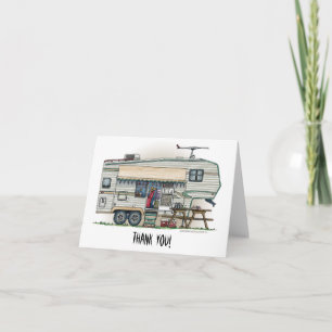 Cute RV-Vintage, femte hjulkamper, Travel Trailer Tack Kort