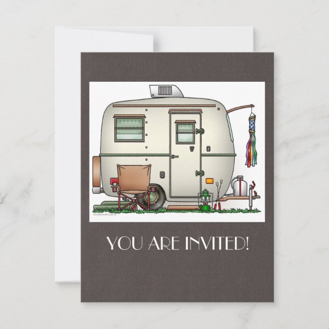 Cute RV-Vintage Glaskäggsresenär Inbjudningar (Framsida)