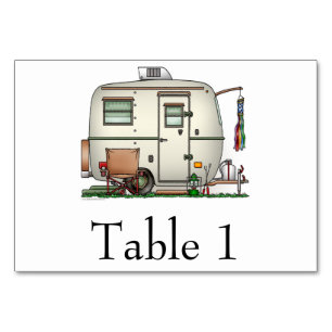 Cute RV Vintage Glass Egg Camper Travel Trailer Bordsnummer