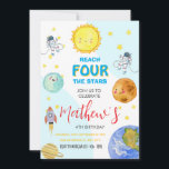 Cute Rymden 4:e Kid Birthday Inbjudningar<br><div class="desc">Cute Rymden 4:e Kid Birthday-inbjudan. Färg design med söta vattenfärgsplansar,  astronaut,  rymdskepp. för din fjärde barninbjudan.</div>