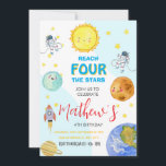 Cute Rymden 4:e Kid Birthday Inbjudningar<br><div class="desc">Cute Rymden 4:e Kid Birthday-inbjudan. Färg design med söta vattenfärgsplansar,  astronaut,  rymdskepp. för din fjärde barninbjudan.</div>