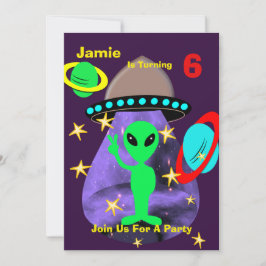 Cute rymden Alien Thned Födelsedagsfest Inbjudningar