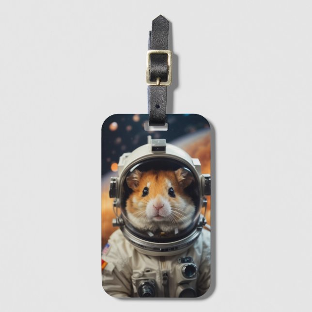 Cute Rymden Astronaut Hamster Bagagebricka (Framsida vertikal)