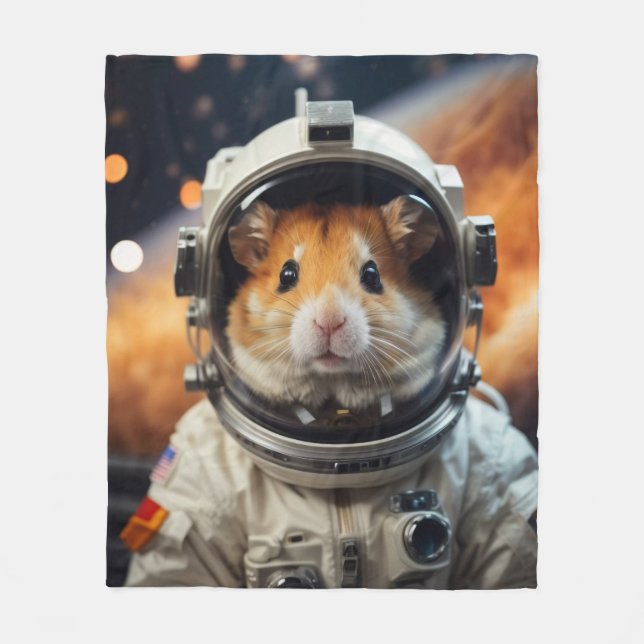 Cute Rymden Astronaut Hamster Fleecefilt (Framsidan)