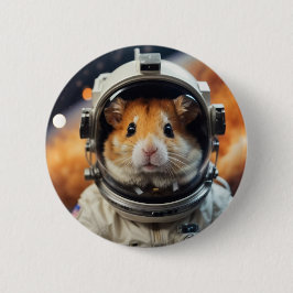 Cute Rymden Astronaut Hamster Knapp