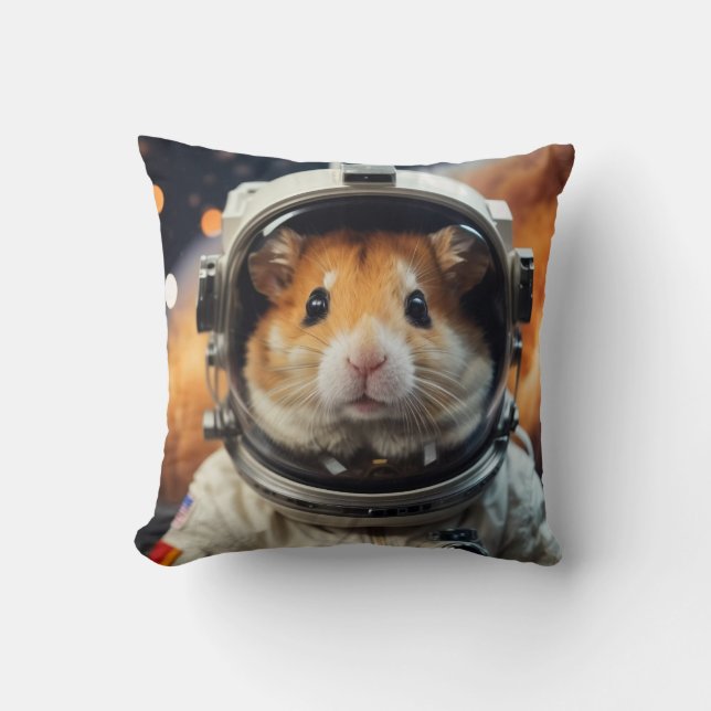 Cute Rymden Astronaut Hamster Kudde (Framsida)
