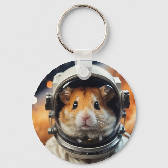 Cute Rymden Astronaut Hamster Nyckelring (Framsida)