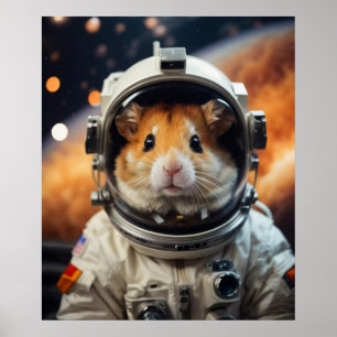 Cute Rymden Astronaut Hamster Poster