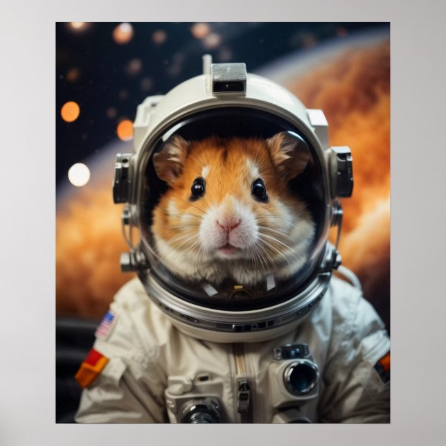 Cute Rymden Astronaut Hamster Poster (Framsidan)