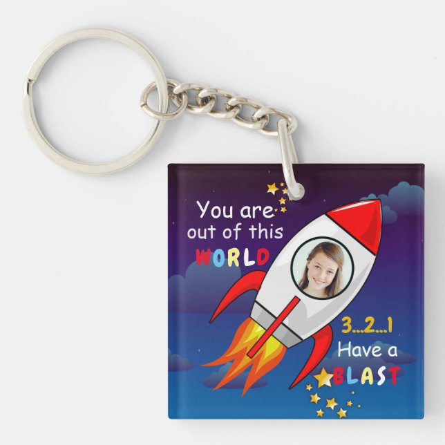 Cute Rymden Rocket Frakt Blast från födelsedag (Framsidan)